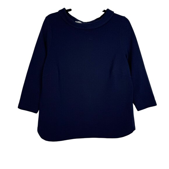 Talbots Womens Long Sleeve Navy Blue Button-Back Top L - Picture 1 of 6